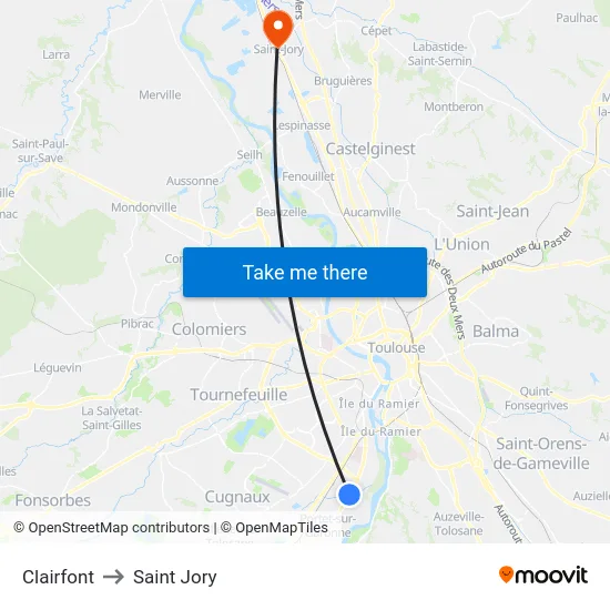 Clairfont to Saint Jory map