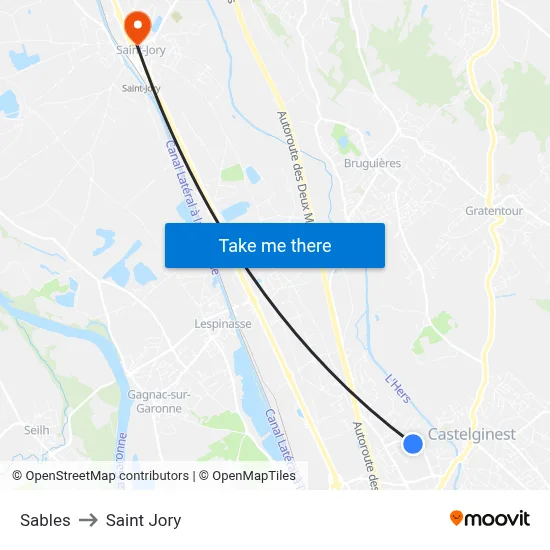 Sables to Saint Jory map