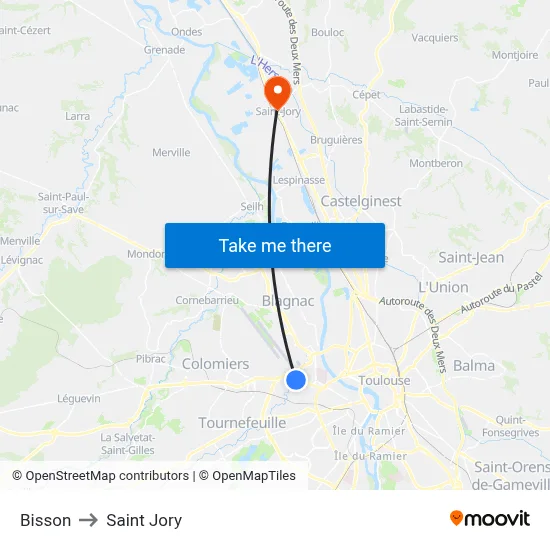 Bisson to Saint Jory map