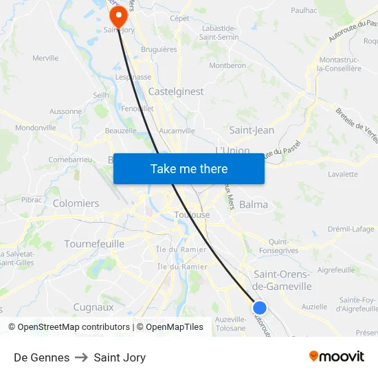 De Gennes to Saint Jory map