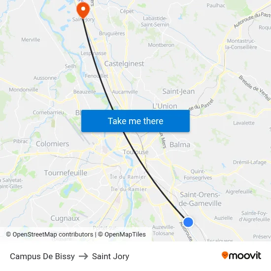 Campus De Bissy to Saint Jory map