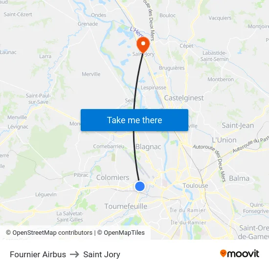 Fournier Airbus to Saint Jory map