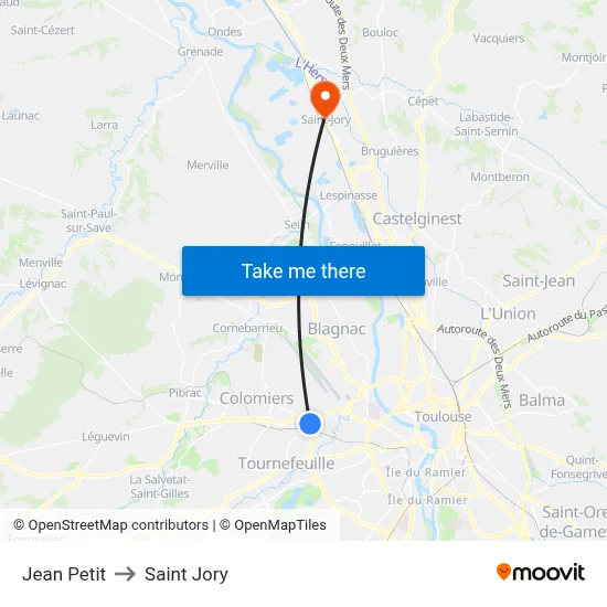 Jean Petit to Saint Jory map