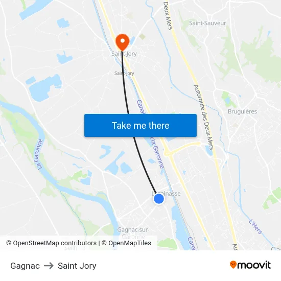 Gagnac to Saint Jory map