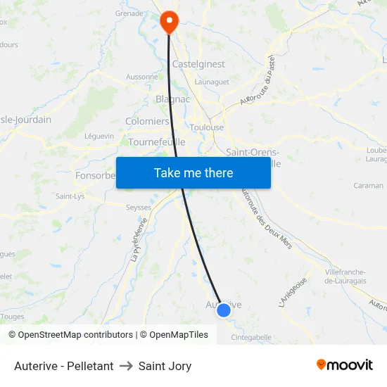 Auterive - Pelletant to Saint Jory map
