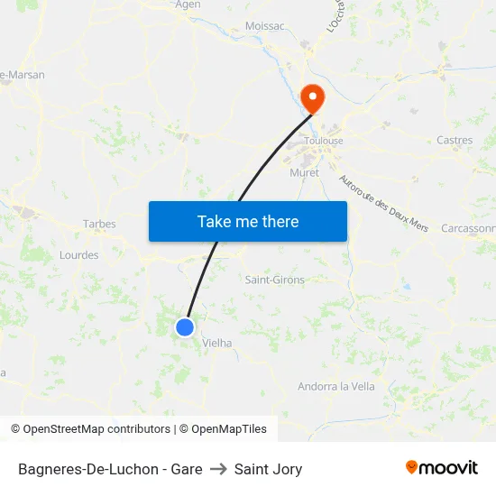 Bagneres-De-Luchon - Gare to Saint Jory map