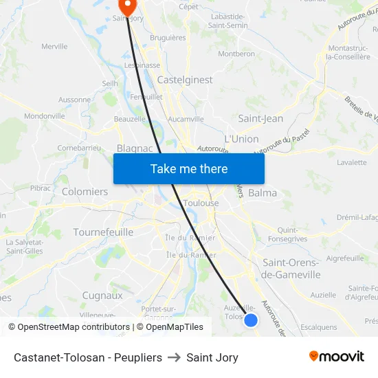 Castanet-Tolosan - Peupliers to Saint Jory map