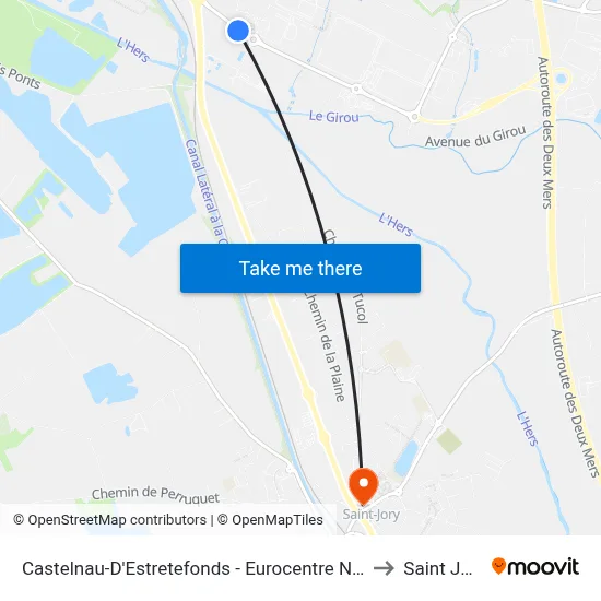 Castelnau-D'Estretefonds - Eurocentre Nord to Saint Jory map