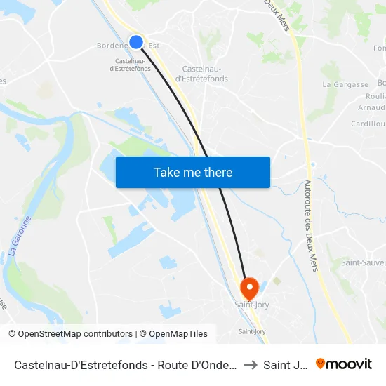 Castelnau-D'Estretefonds - Route D'Ondes - Gare to Saint Jory map
