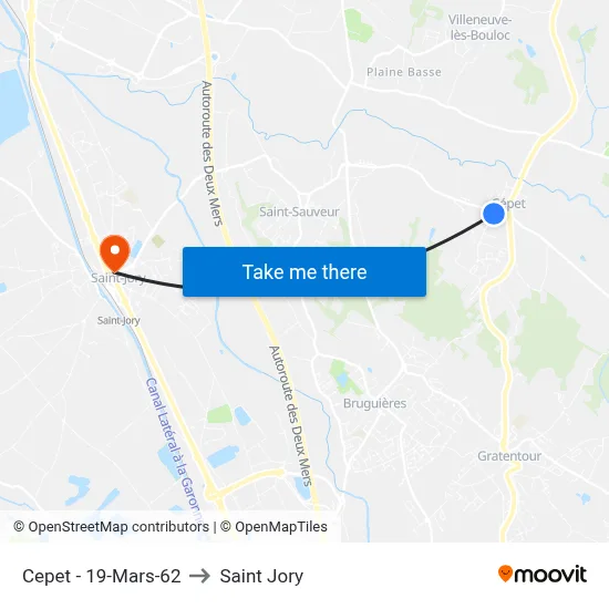 Cepet - 19-Mars-62 to Saint Jory map