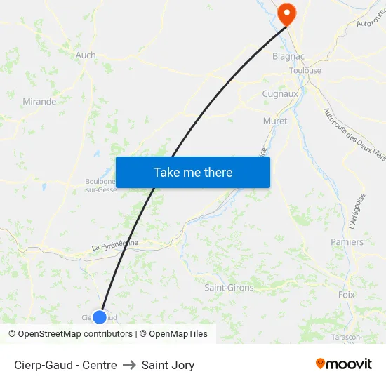 Cierp-Gaud - Centre to Saint Jory map