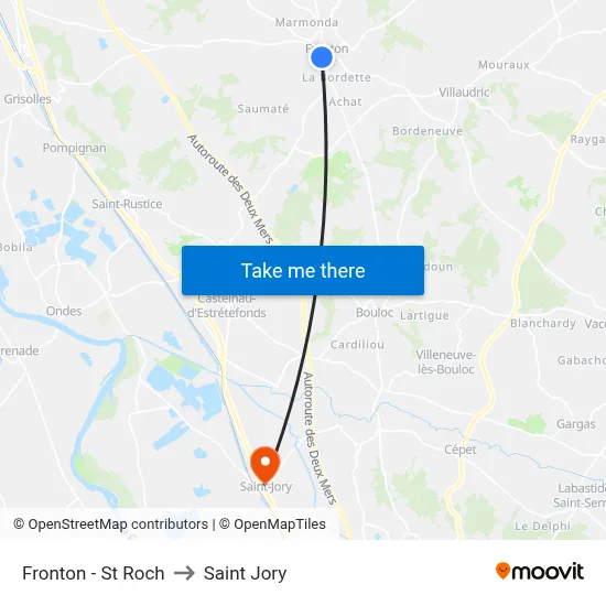 Fronton - St Roch to Saint Jory map