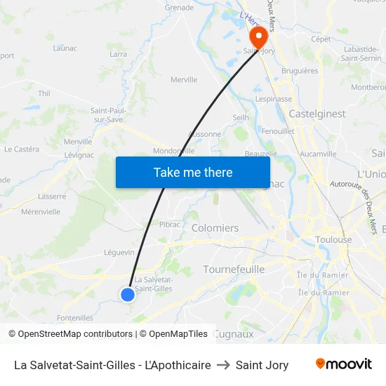 La Salvetat-Saint-Gilles - L'Apothicaire to Saint Jory map