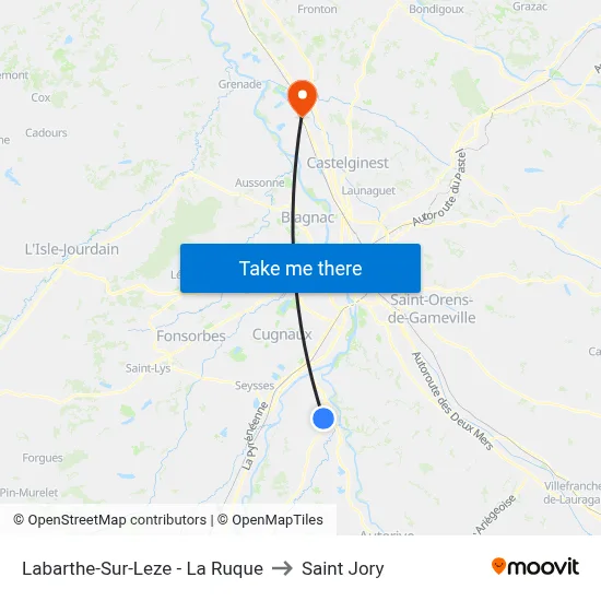 Labarthe-Sur-Leze - La Ruque to Saint Jory map