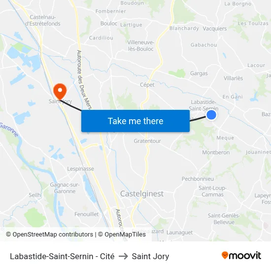 Labastide-Saint-Sernin - Cité to Saint Jory map