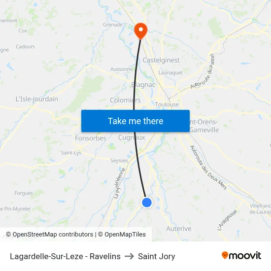Lagardelle-Sur-Leze - Ravelins to Saint Jory map