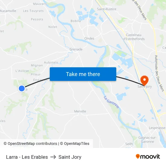 Larra - Les Erables to Saint Jory map