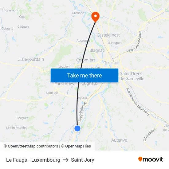 Le Fauga - Luxembourg to Saint Jory map