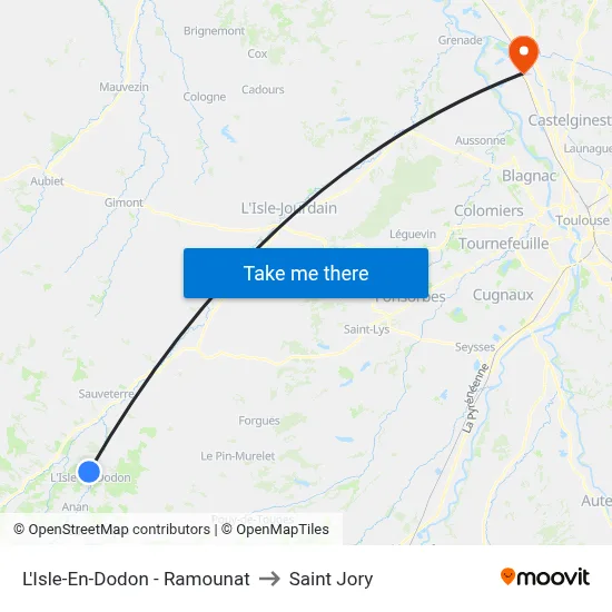 L'Isle-En-Dodon - Ramounat to Saint Jory map
