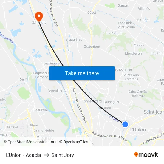 L'Union - Acacia to Saint Jory map