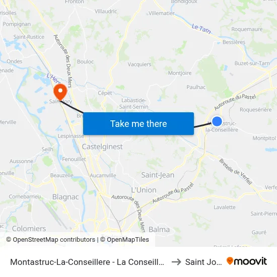 Montastruc-La-Conseillere - La Conseillère to Saint Jory map