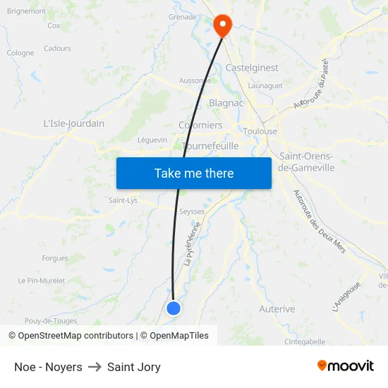 Noe - Noyers to Saint Jory map