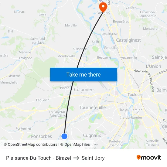 Plaisance-Du-Touch - Birazel to Saint Jory map