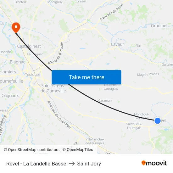 Revel - La Landelle Basse to Saint Jory map