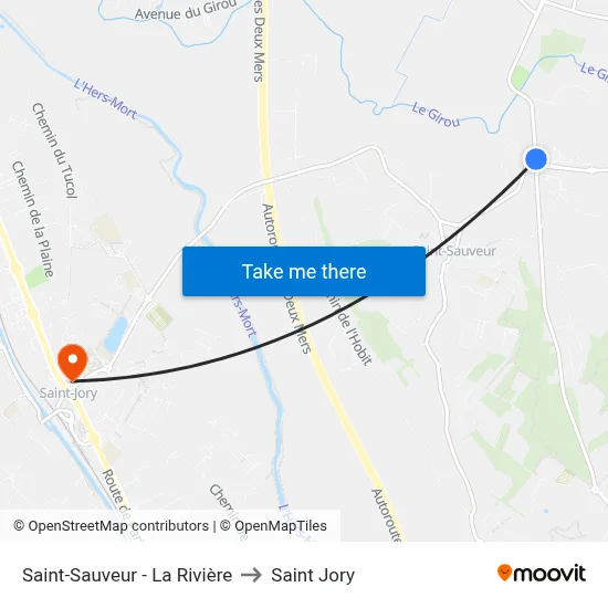 Saint-Sauveur - La Rivière to Saint Jory map