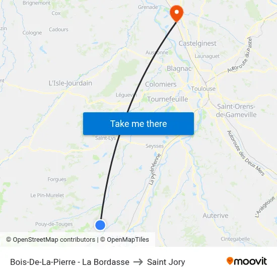 Bois-De-La-Pierre - La Bordasse to Saint Jory map