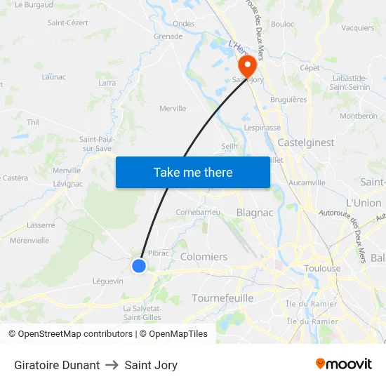 Giratoire Dunant to Saint Jory map