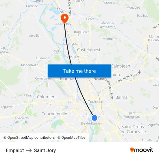 Empalot to Saint Jory map