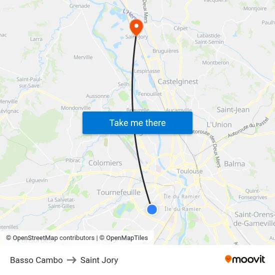 Basso Cambo to Saint Jory map