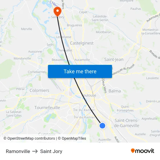 Ramonville to Saint Jory map