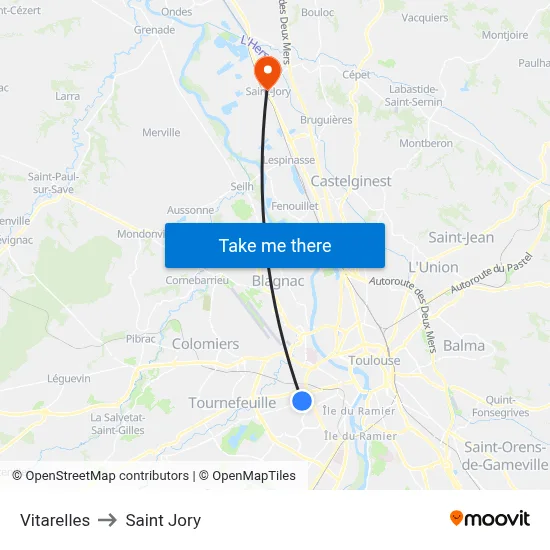 Vitarelles to Saint Jory map