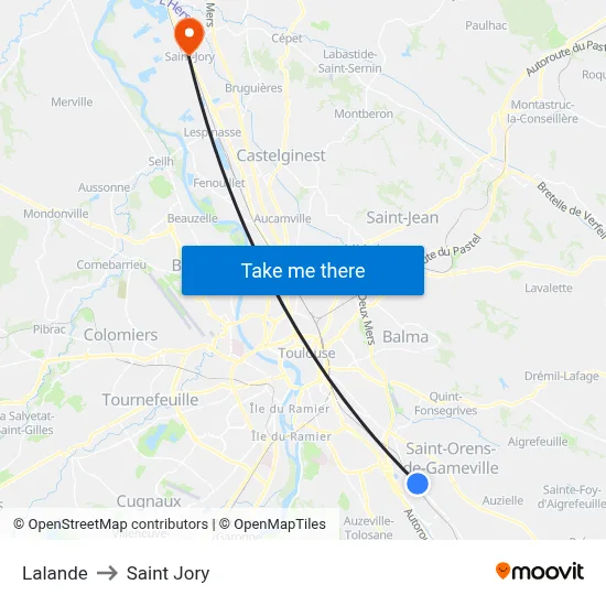 Lalande to Saint Jory map