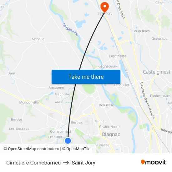 Cimetière Cornebarrieu to Saint Jory map