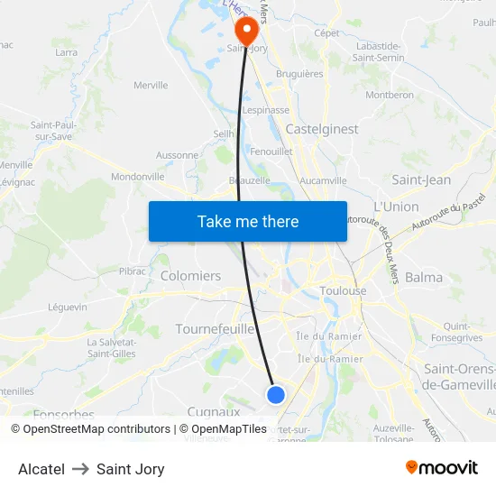 Alcatel to Saint Jory map