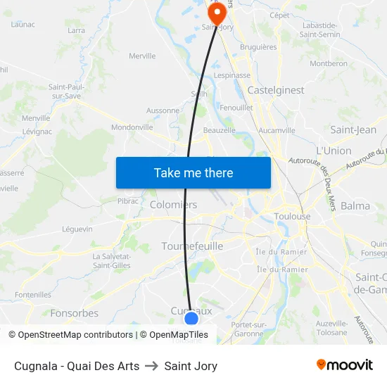 Cugnala - Quai Des Arts to Saint Jory map
