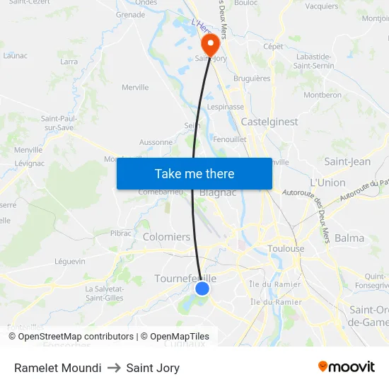 Ramelet Moundi to Saint Jory map