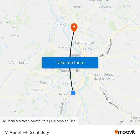 V. Auriol to Saint Jory map