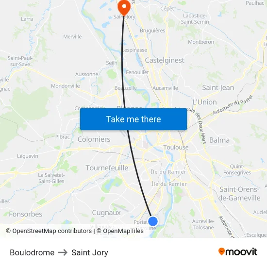 Boulodrome to Saint Jory map