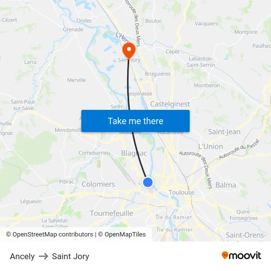 Ancely to Saint Jory map