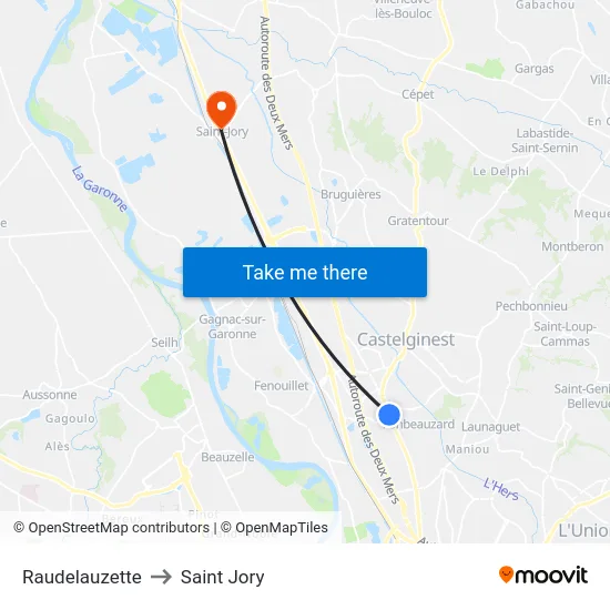 Raudelauzette to Saint Jory map