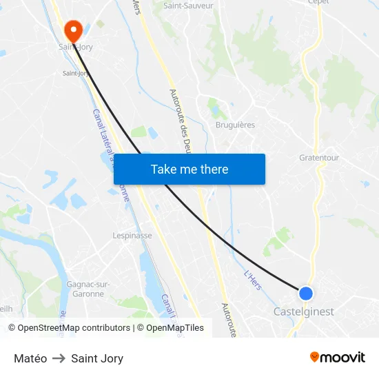 Matéo to Saint Jory map