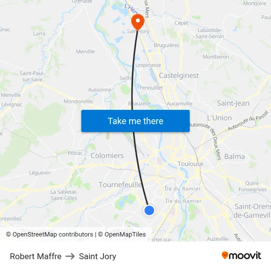 Robert Maffre to Saint Jory map