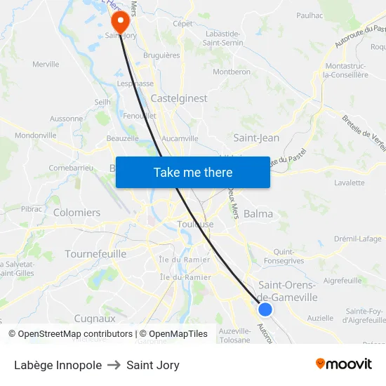 Labège Innopole to Saint Jory map