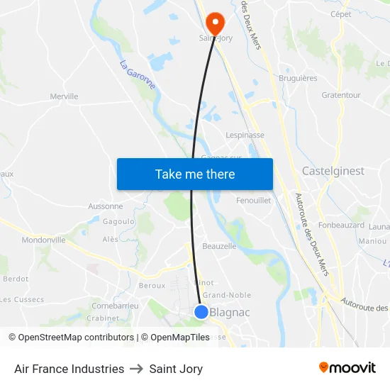 Air France Industries to Saint Jory map