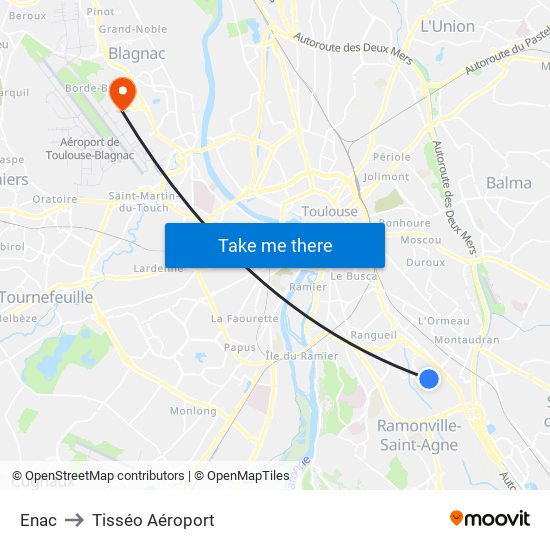 Enac to Tisséo Aéroport map