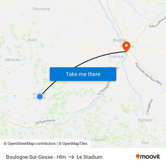 Boulogne-Sur-Gesse - Hlm to Le Stadium map